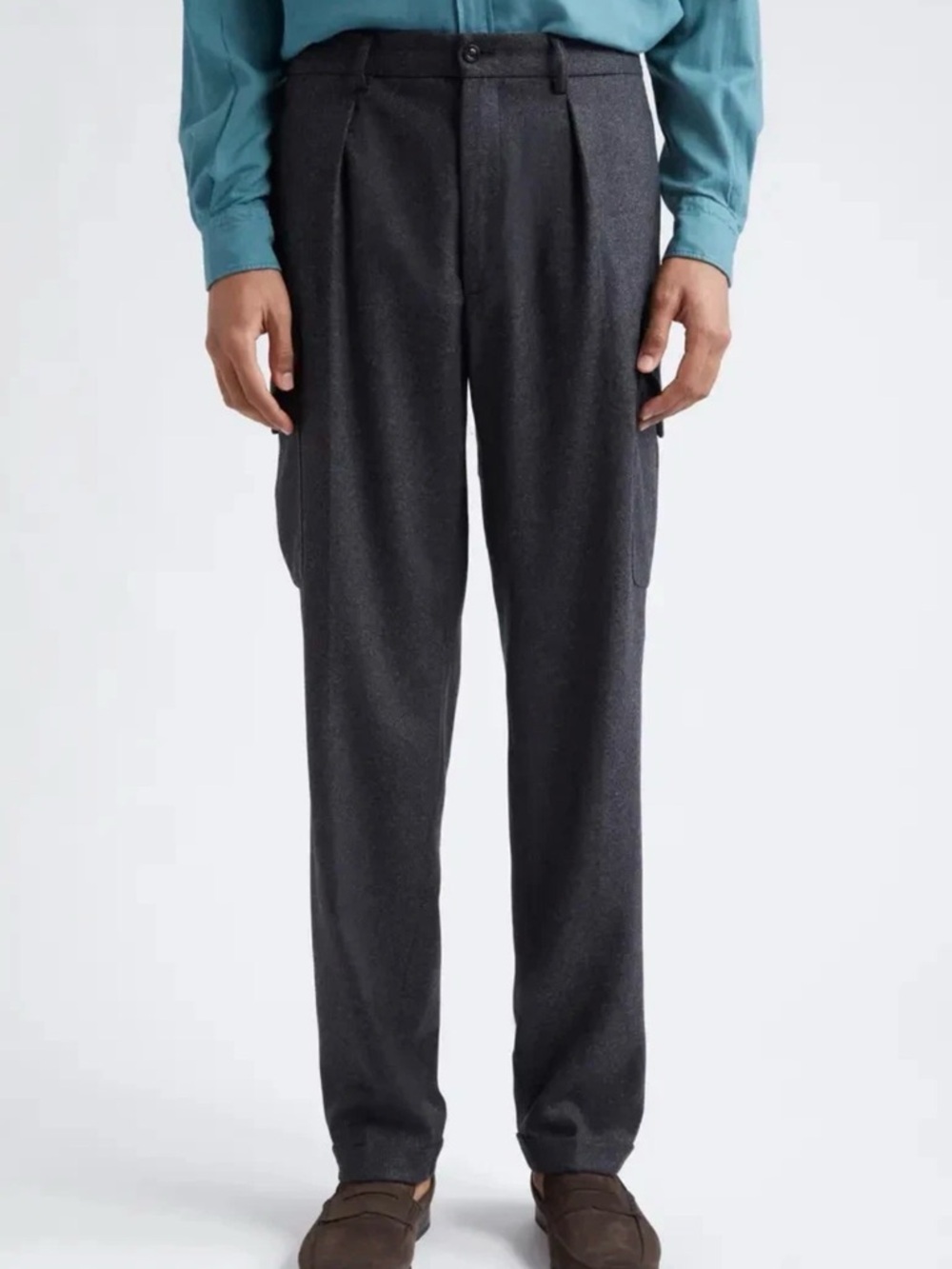 Boglioli Men's Wool Blend Flannel Cargo Pants CHARCOAL